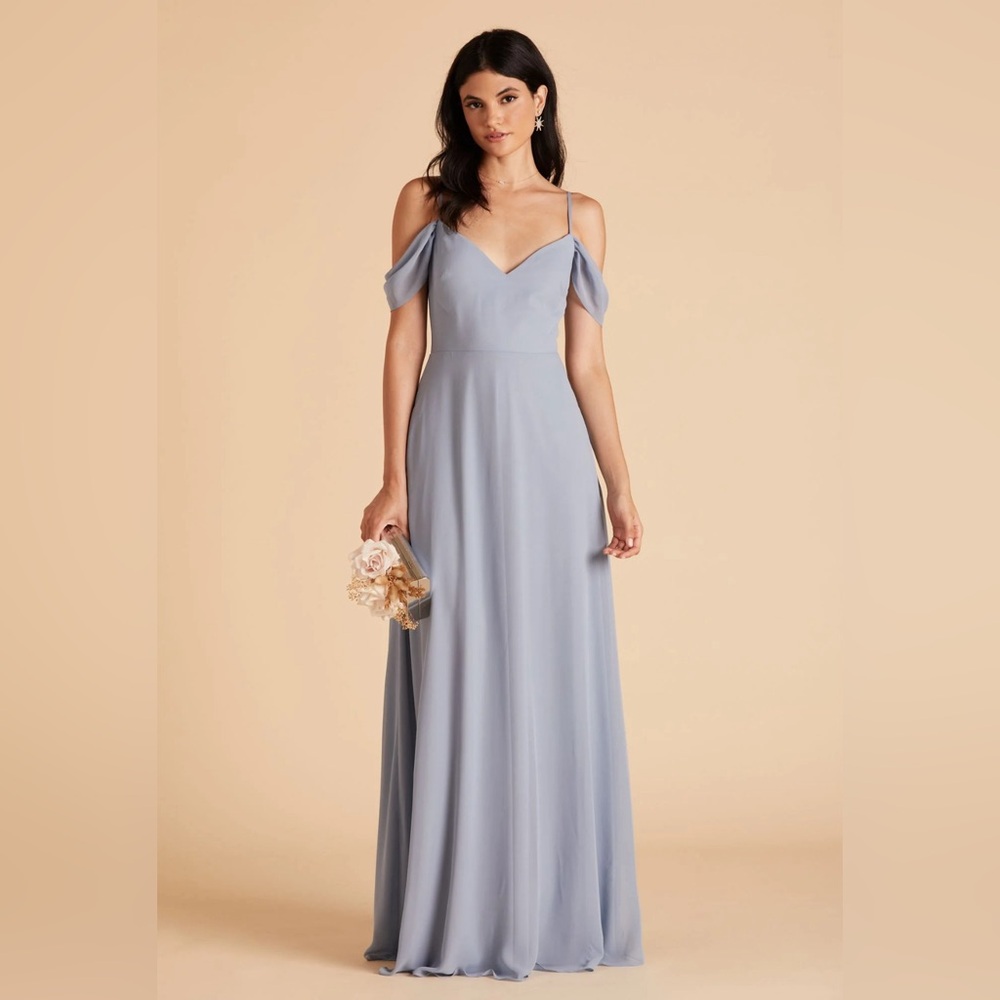 Birdy Grey Devin Convertible Dress, chiffon dusty blue, size M